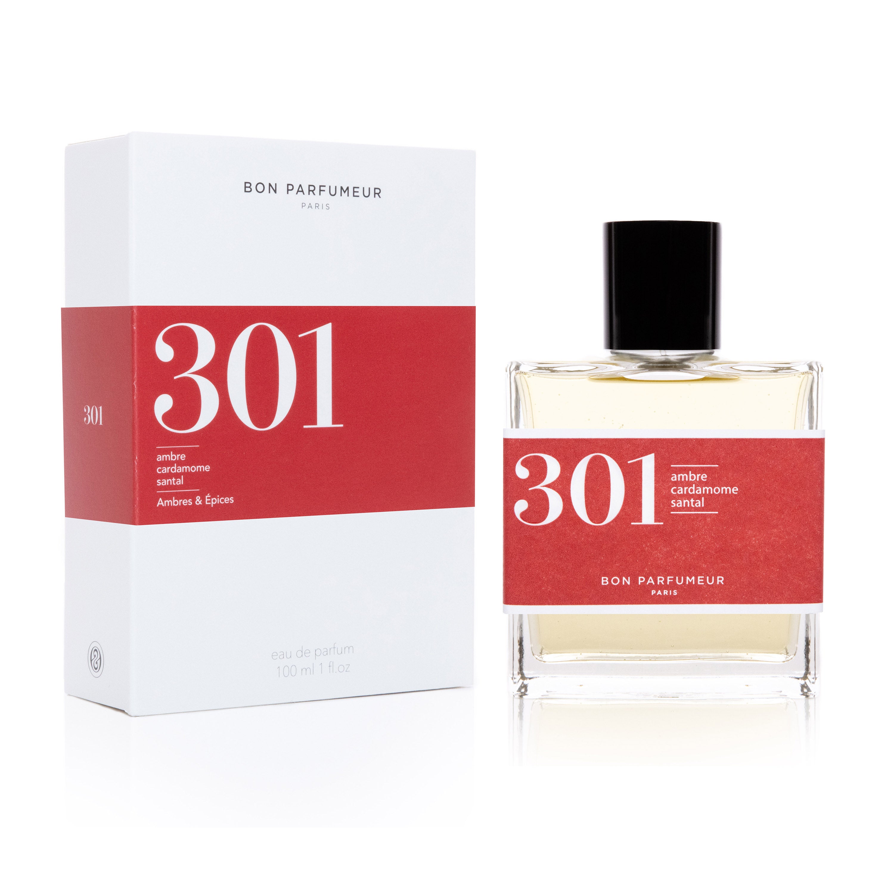 Bon Parfumeur - Collection Ambre & Epices Eau de Parfum 301 ambre, cardamome et santal. Existe en 30ml et 100ml.