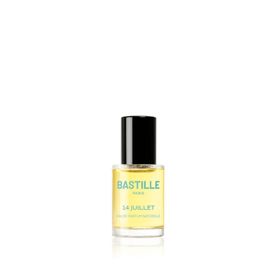 Eau de Parfum Naturelle 14 Juillet de la marque Bastille Paris format 15ml. Famille olfactive Ambre Fumé