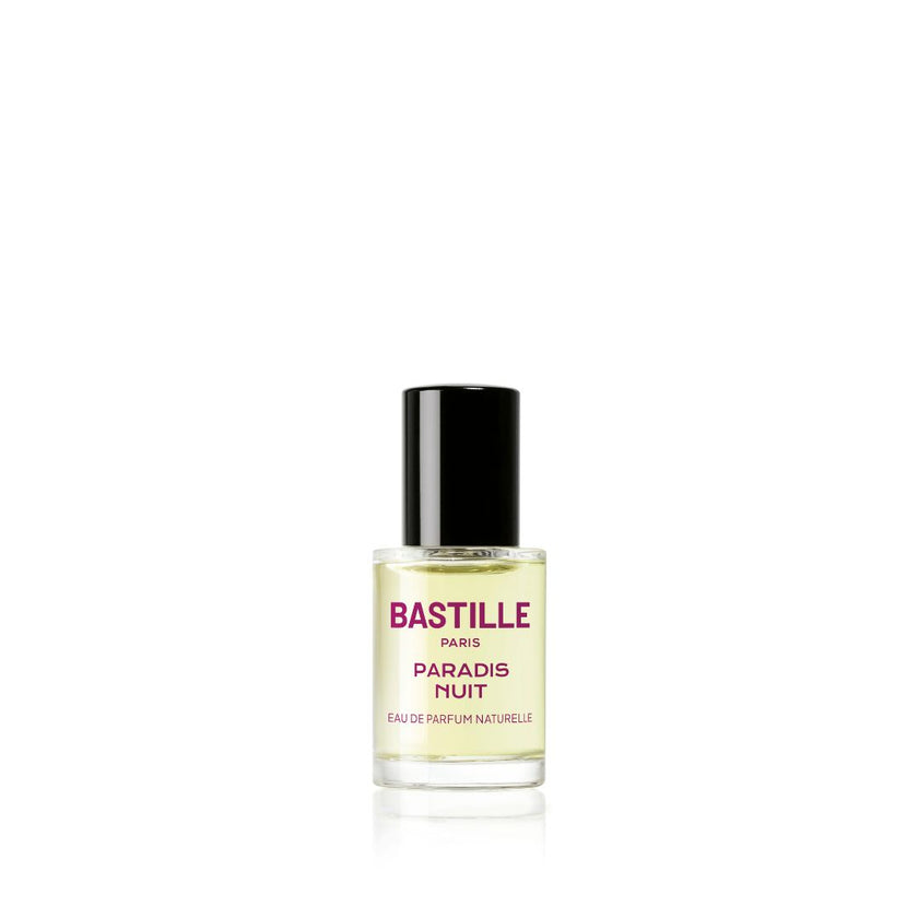 Eau de Parfum Naturelle Paradis Nuit de la marque Bastille Paris en format 15ml. Famille olfactive Boisé Ambré