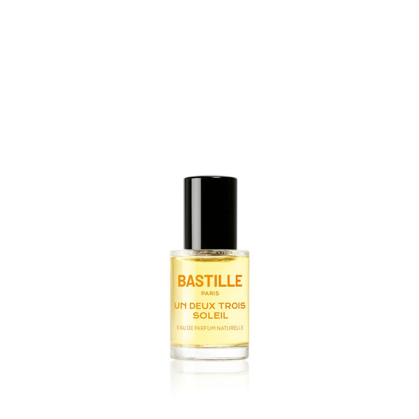 Eau de Parfum Naturelle Un Deux Trois Soleil de la marque Bastille Paris en format 15ml. Famille olfactive Oriental