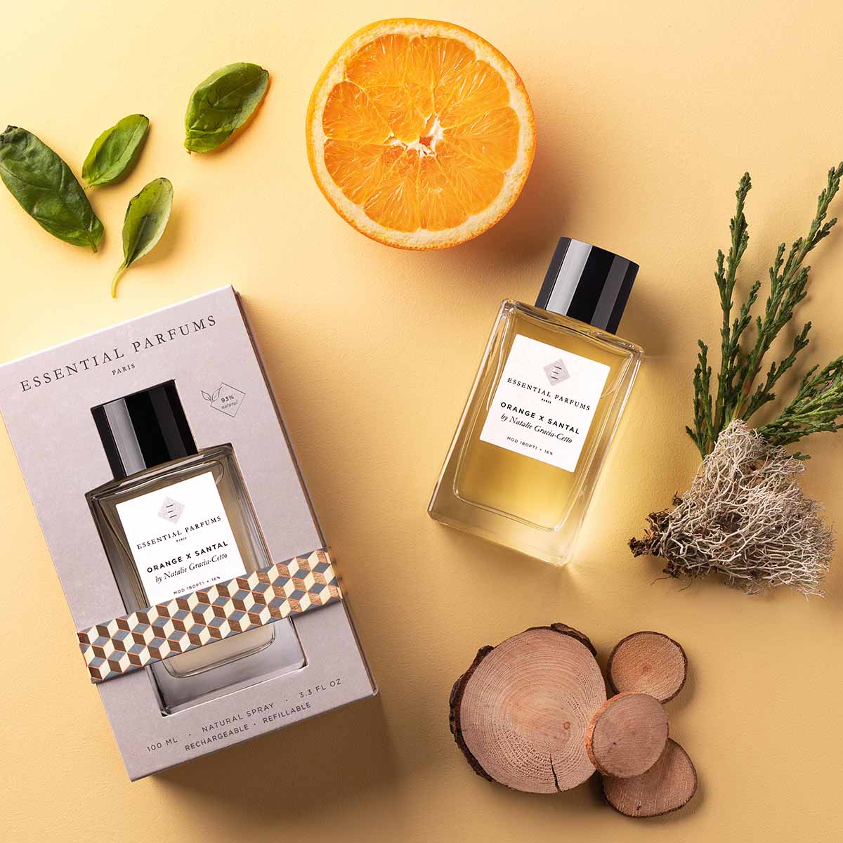 Essential Parfums Eau de Parfum Naturelle 100ml parfum Orange x Santal avec packaging recycle