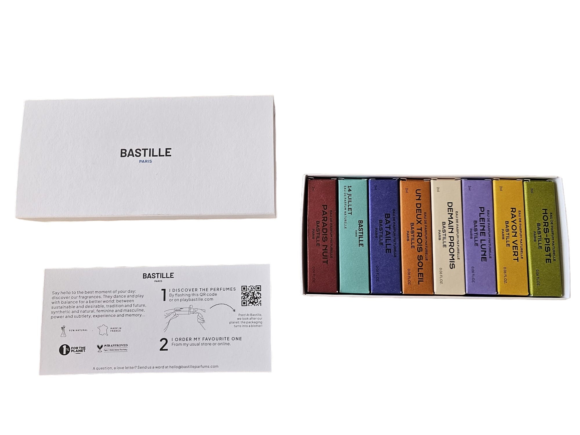 Coffret Découverte des parfums naturels de la marque Bastille Parfums, à venir découvrir en magasin chez Baumea Paris !