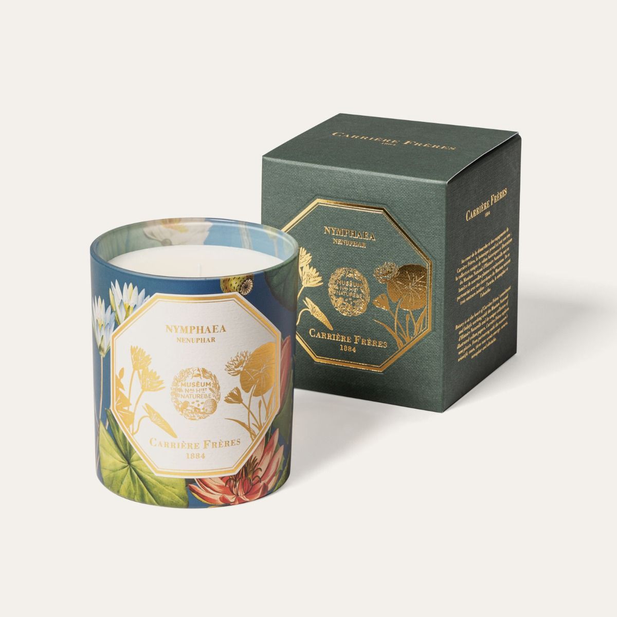 Carrière Frères Bougie parfumée naturelle 185g parfum Nénuphar Limited Edition à base de cire 100% végétale avec packaging premium