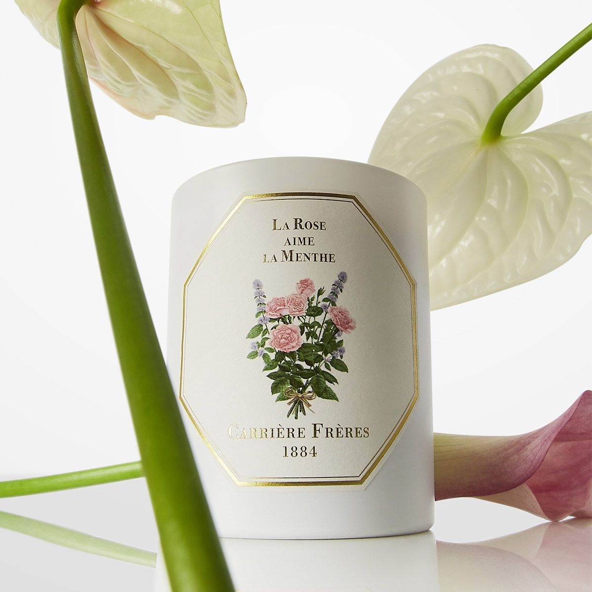 Carrière Frères Bougie Parfumée 185g parfum La Rose aime la Menthe à base de cire 100% végétale