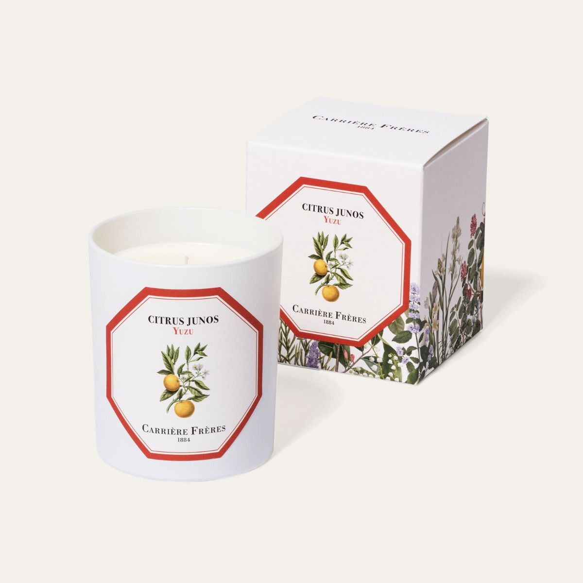 Carrière Frères Bougie Parfumée 185g parfum Yuzu à base de cire 100% végétale avec packaging